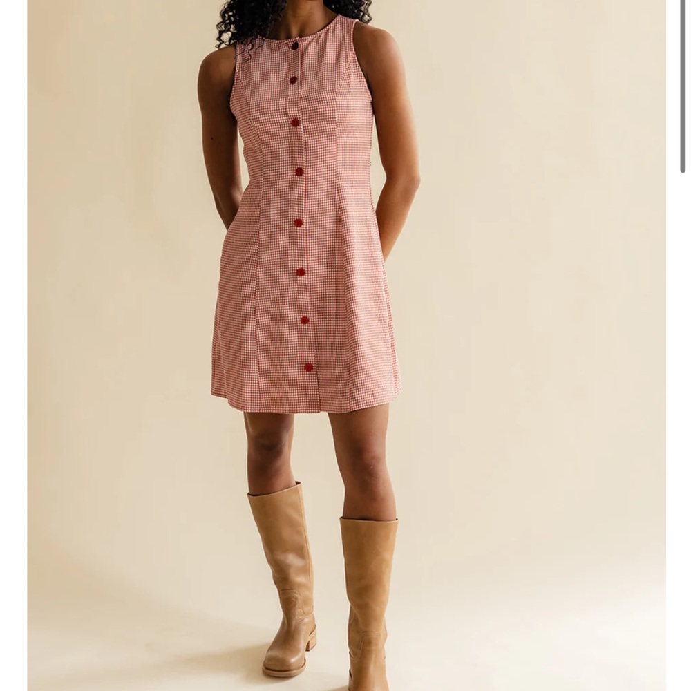 NWT Roolee Red Checkered Sleeveless Mini Dress | Fall Dress